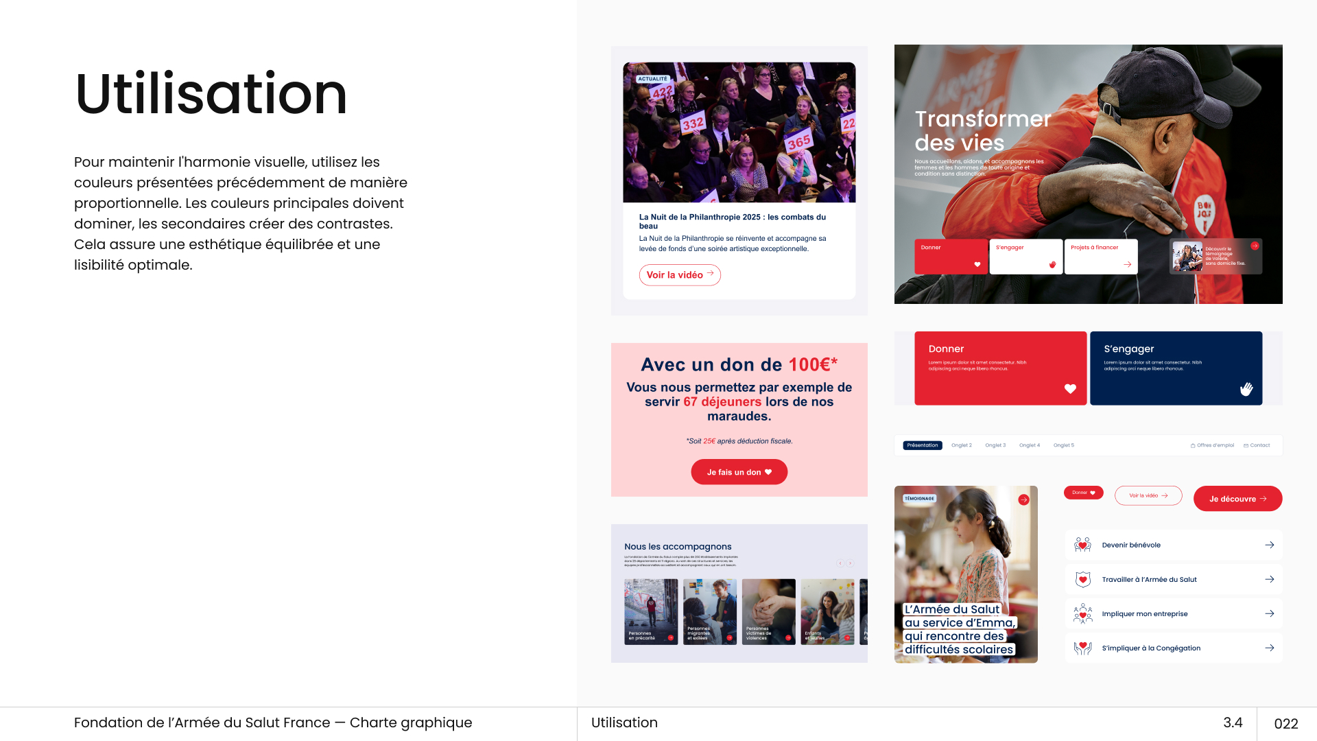 Déclinaisons de la charte graphique de l'Armée du Salut