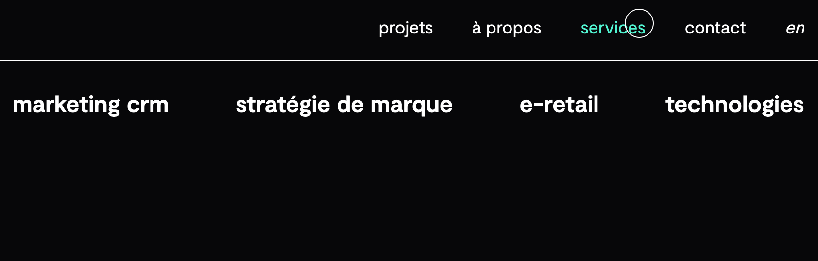 Exemple du menu du site de Supramega